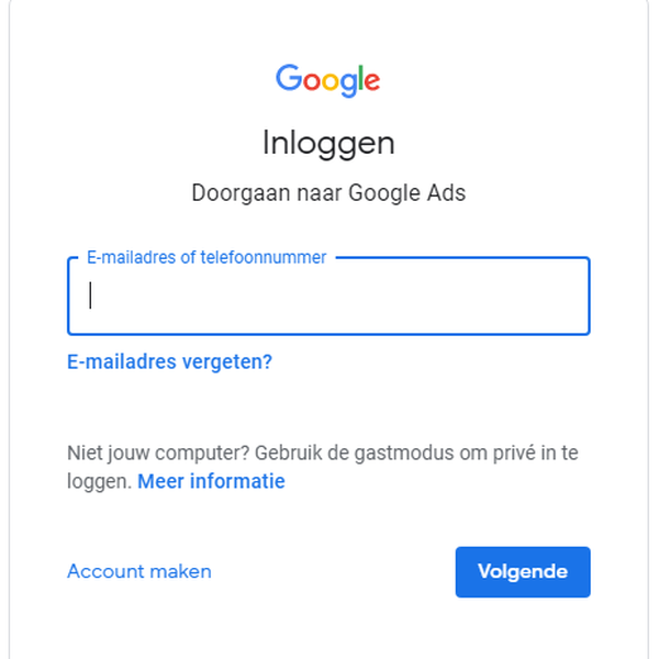 inloggen Google Ads