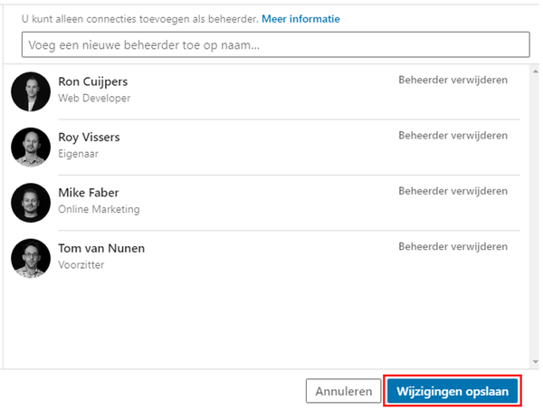 LinkedIn wijzigingen opslaan