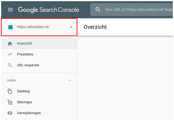 Google Search Console property kiezen