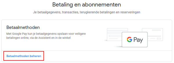 Stap 6 Klik op Betaalmethoden beheren